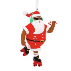 Hallmark 3.5" African American Mahogany Roller Skating Santa Christmas Ornament 1HDA1583