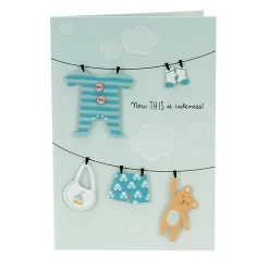 Hallmark Congratulations "Clothesline" Baby Boy Greeting Card