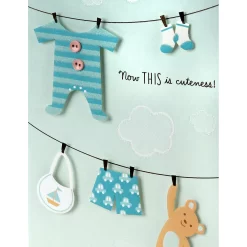 Hallmark Congratulations "Clothesline" Baby Boy Greeting Card -Toy Store 3368718 ALT3