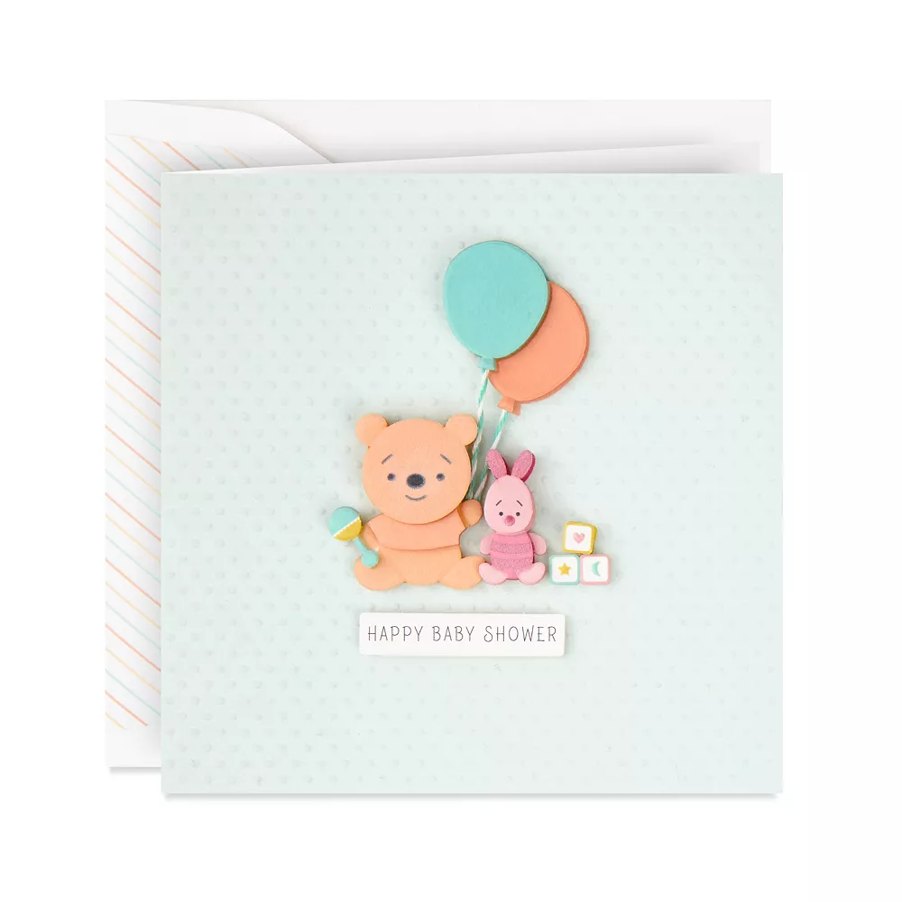 Hallmark Signature Disney's Winnie The Pooh & Piglet Baby Shower Greeting Card