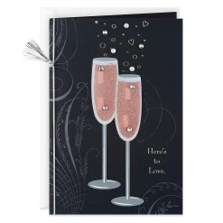 Hallmark "Here's To Love" Champagne Flutes Congratulations Card