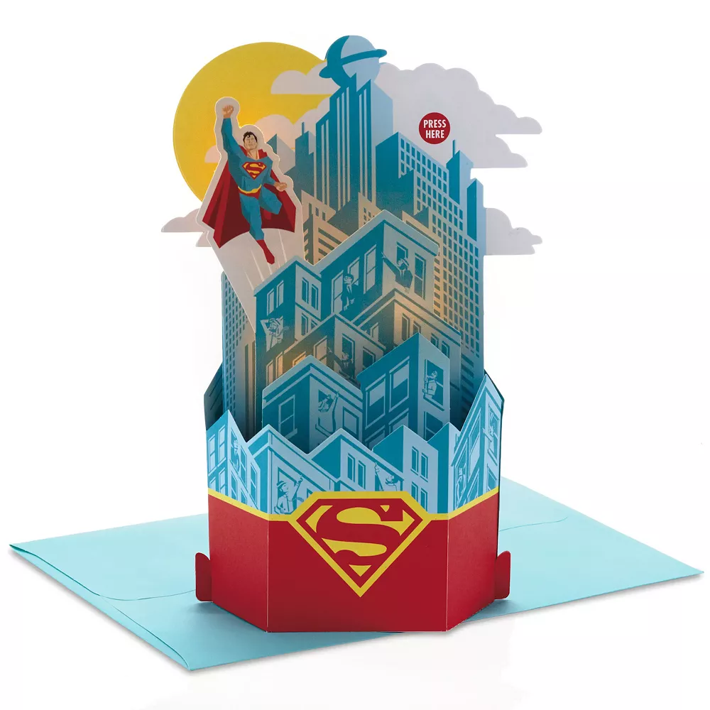 Hallmark Paper Wonder Superman Pop Up Birthday Card With Music 1 Hallmark Paper Wonder Superman Pop Up Birthday Card With Music