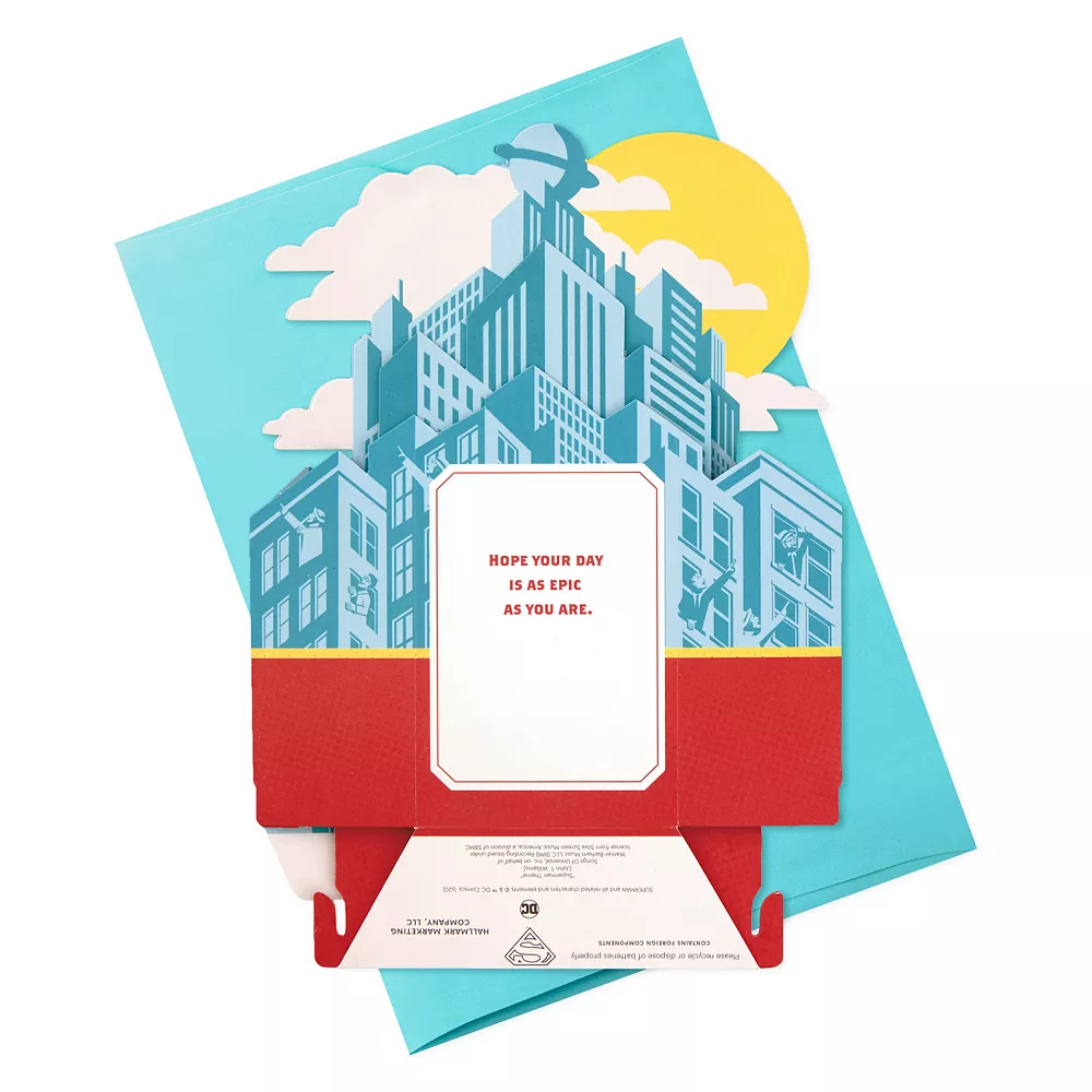 Hallmark Paper Wonder Superman Pop Up Birthday Card With Music 5 Hallmark Paper Wonder Superman Pop Up Birthday Card With Music - Image 5