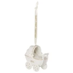 Hallmark Baby's First Christmas Pram Porcelain 2022 Hallmark Keepsake Christmas Ornament