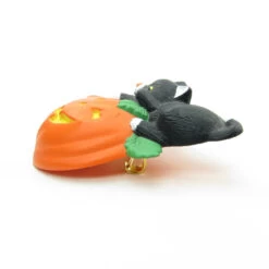 Black Cat On Pumpkin Pin Vintage Hallmark Halloween Lapel -Toy Store Black cat on pumpkin halloween lapel pin