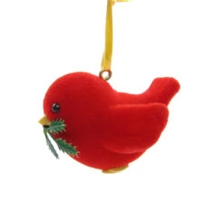 Merry Redbird Ornament Vintage Hallmark 1980 Christmas Tree Decoration -Toy Store Christmas ornament flocked merry redbird 1980