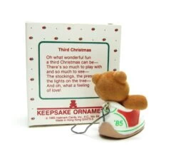 Child's Third Christmas Vintage 1985 Hallmark Teddy Bear In Shoe Keepsake Ornament -Toy Store Hallmark Keepsake Ornament Tree Decoration