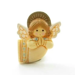 Hallmark Praying Angel Pin Vintage Christmas Lapel In Beige Dress