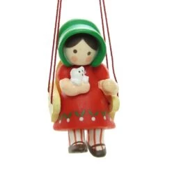 Christmas Is For Children Hallmark Ornament Girl Sitting In Swing -Toy Store Hallmark bonnet girl in swing white cat ornament
