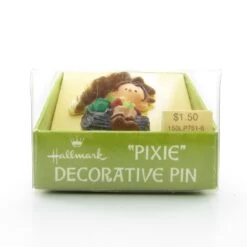 Pixie Boy Under Flower With Frog Vintage Hallmark Lapel Pin 10 Pixie Boy Under Flower With Frog Vintage Hallmark Lapel Pin -Toy Store Hallmark decorative pixie pin new in box boy under daisy