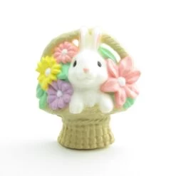 Easter Bunny In Basket With Flowers Pin Vintage 1986 Hallmark Lapel