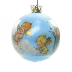 A Christmas Prayer Vintage 1984 Hallmark Keepsake Blue Satin Ball Ornament -Toy Store Hallmark keepsake ornament christmas prayer angels 1984