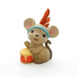 Thanksgiving Mouse With Drum Vintage 1984 Hallmark Merry Miniatures Figurine