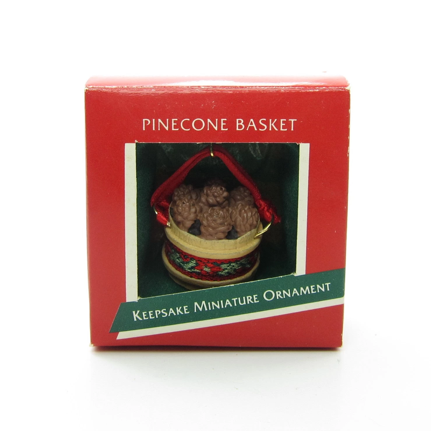 Pinecone Basket Vintage Hallmark 1989 Keepsake Miniature Ornament 1 Pinecone Basket Vintage Hallmark 1989 Keepsake Miniature Ornament