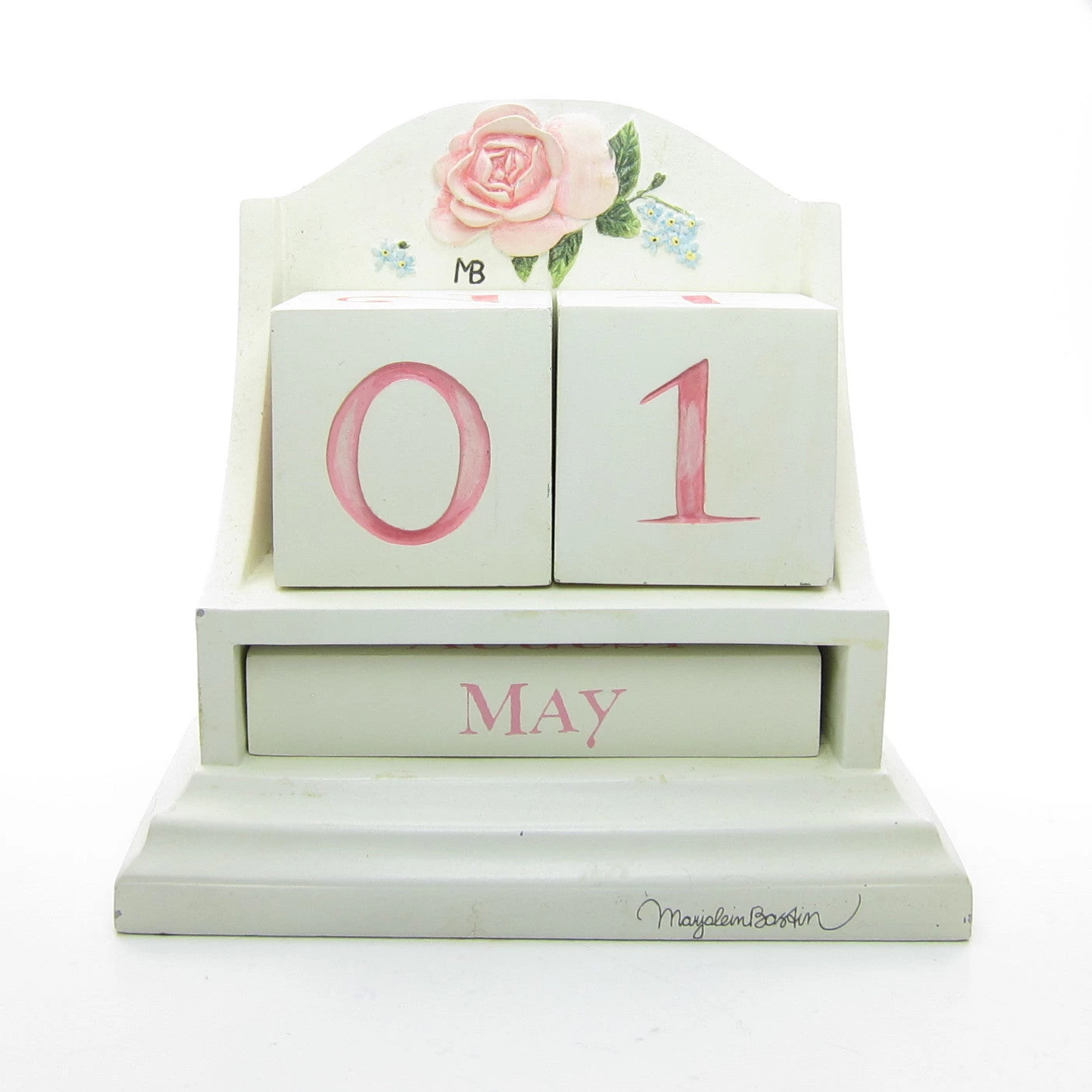 Marjolein Bastin Pink Rose Perpetual Block Calendar Hallmark Desk Decor - INCOMPLETE 1 Marjolein Bastin Pink Rose Perpetual Block Calendar Hallmark Desk Decor - INCOMPLETE