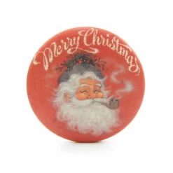 Santa Claus Smoking A Pipe Vintage Hallmark Merry Christmas Pin