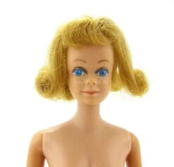 Midge Doll Vintage 1962 Friend Of Barbie With Freckles, Blue Eyes, Straight Legs