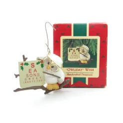 Hallmark "Owliday" Wish Vintage 1987 Owl With Eye Chart Keepsake Ornament