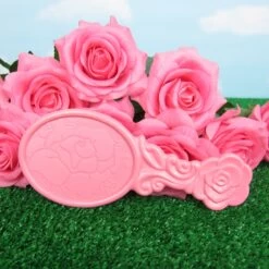 Rose Petal Place Purse Pink Drawstring Bag With Comb & Mirror, Pockets For Dolls -Toy Store Pink rose petal place children s mirror vintage 1984 purse set