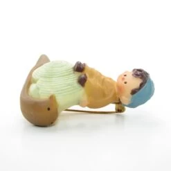 Pixie Boy Sitting On A Snail Vintage Hallmark Lapel Pin -Toy Store Pixie decorative pin boy on snail hallmark cards inc 1970s