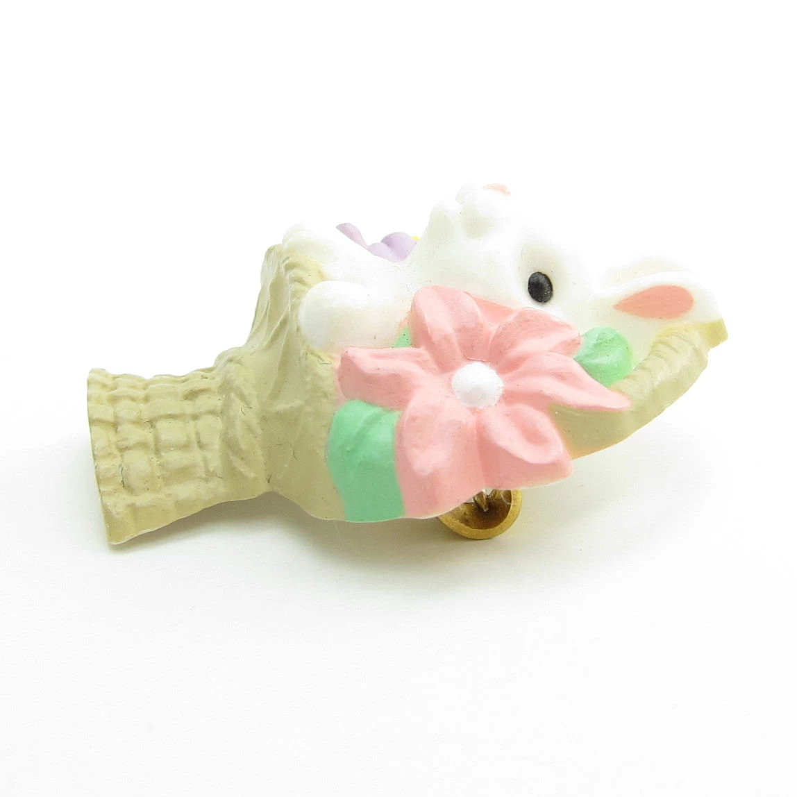 Easter Bunny In Basket With Flowers Pin Vintage 1986 Hallmark Lapel 3 Easter Bunny In Basket With Flowers Pin Vintage 1986 Hallmark Lapel - Image 3