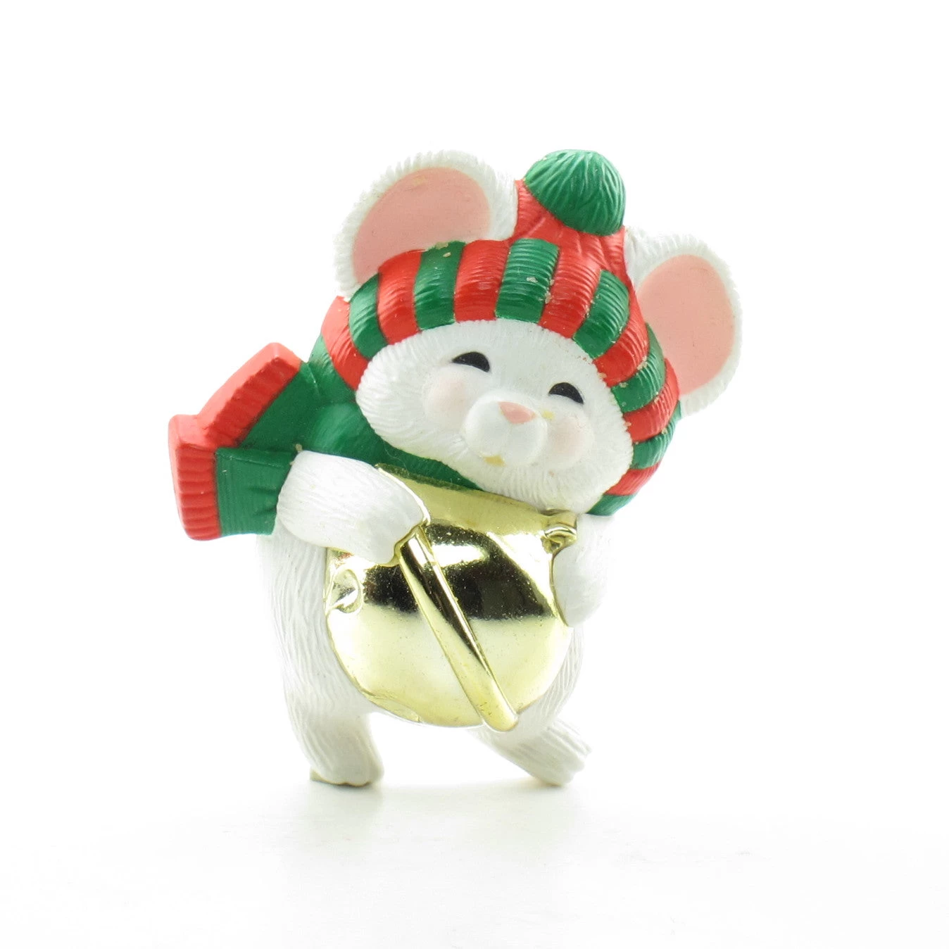 White Mouse With Jingle Bell Hallmark Christmas Lapel Pin 1 White Mouse With Jingle Bell Hallmark Christmas Lapel Pin